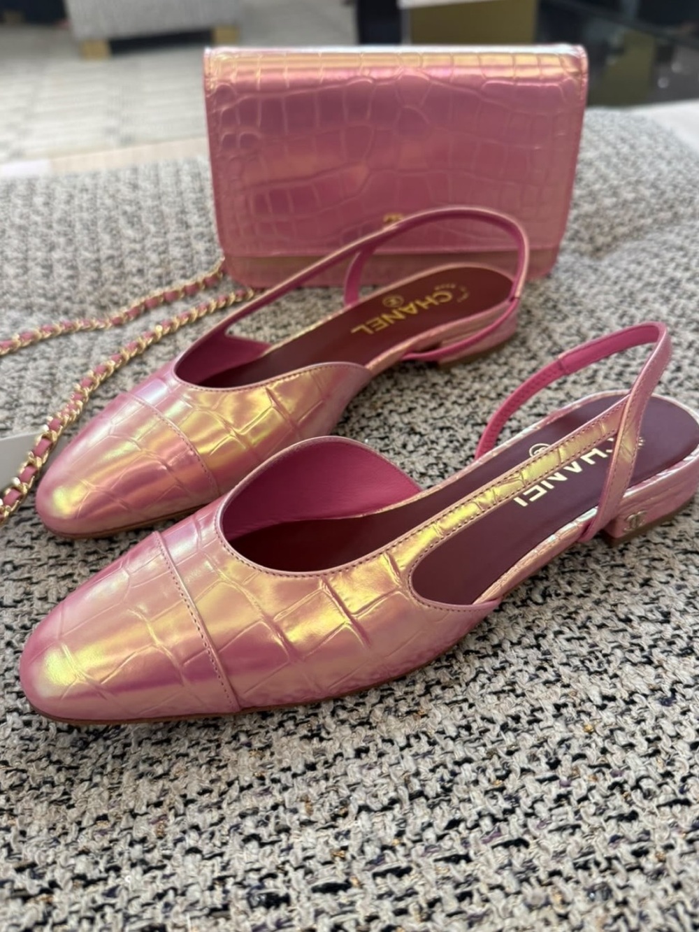 Pink Slingback Block Heel Pumps